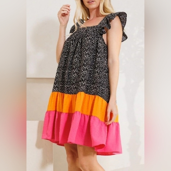 Oddi | Color Block Flutter Dress - Picture 1 of 9